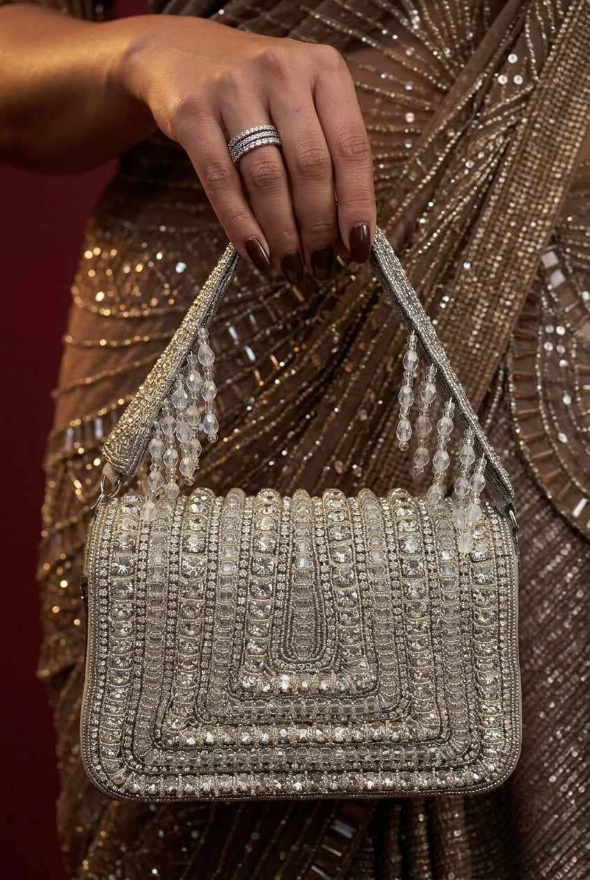 Celestia Silver Crystal Clutch