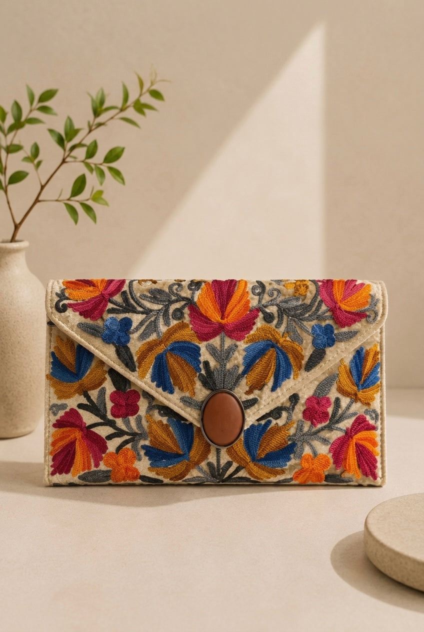 Astera Embroidered Clutch
