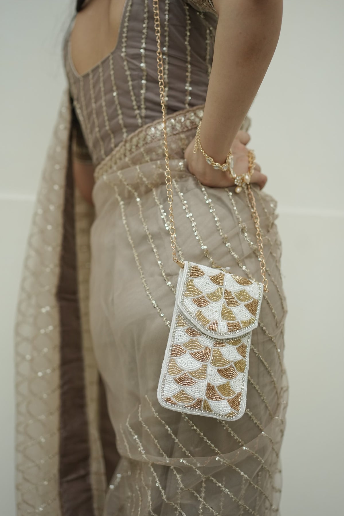 Pearl Fan Beaded Phone Sling