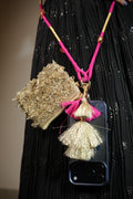 Luxe Tassel Pink and Gold Phone Pouch+Sling