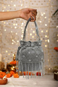 Silver Luna Fringe Potli