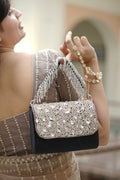 Crystal Cascade Black Clutch