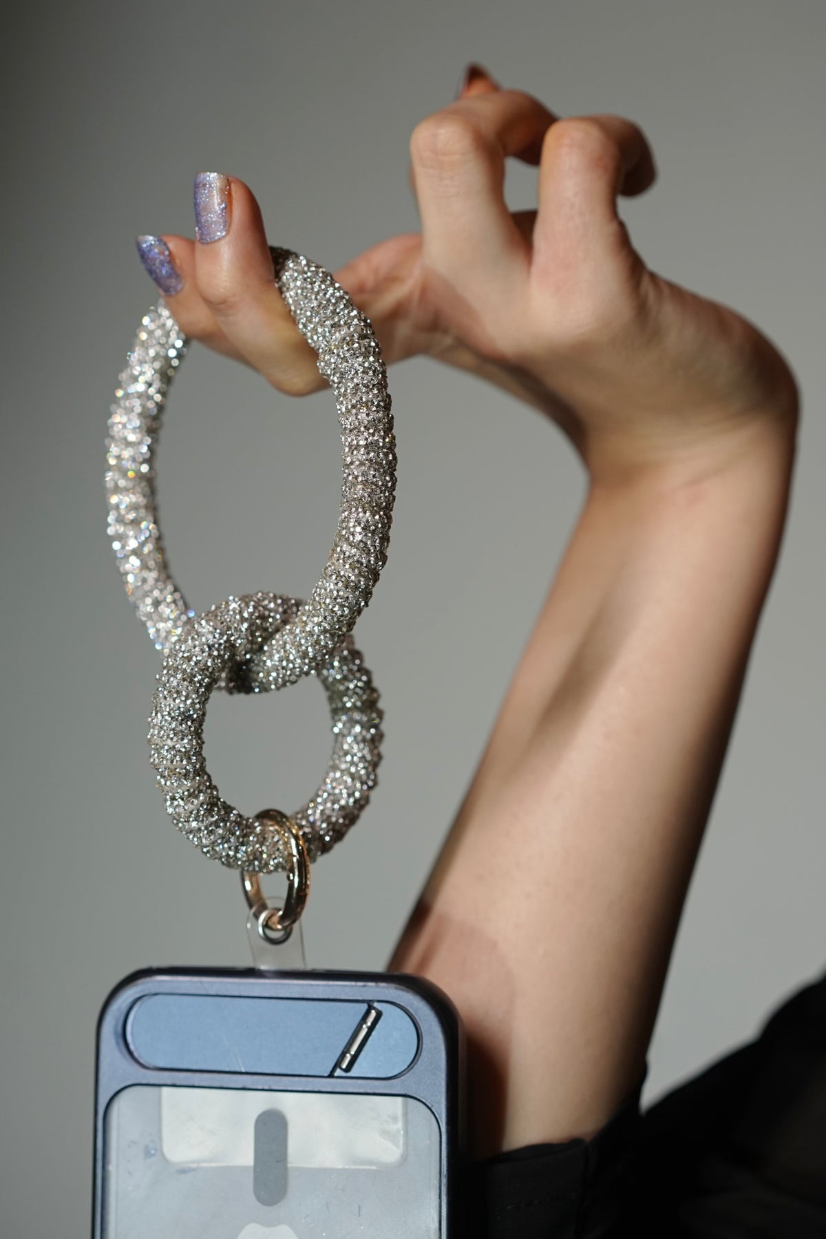 Rhinestone Mobile Ring Charm Bangle