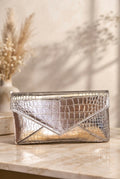 Lustre Croc Envelope Clutch