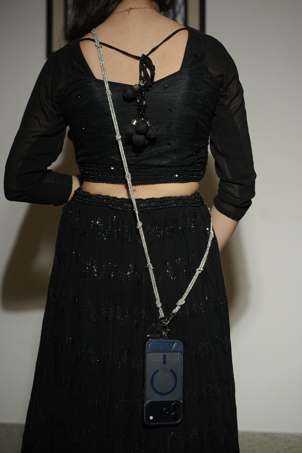 Glitter Silver Mobile Phone Sling/Strap
