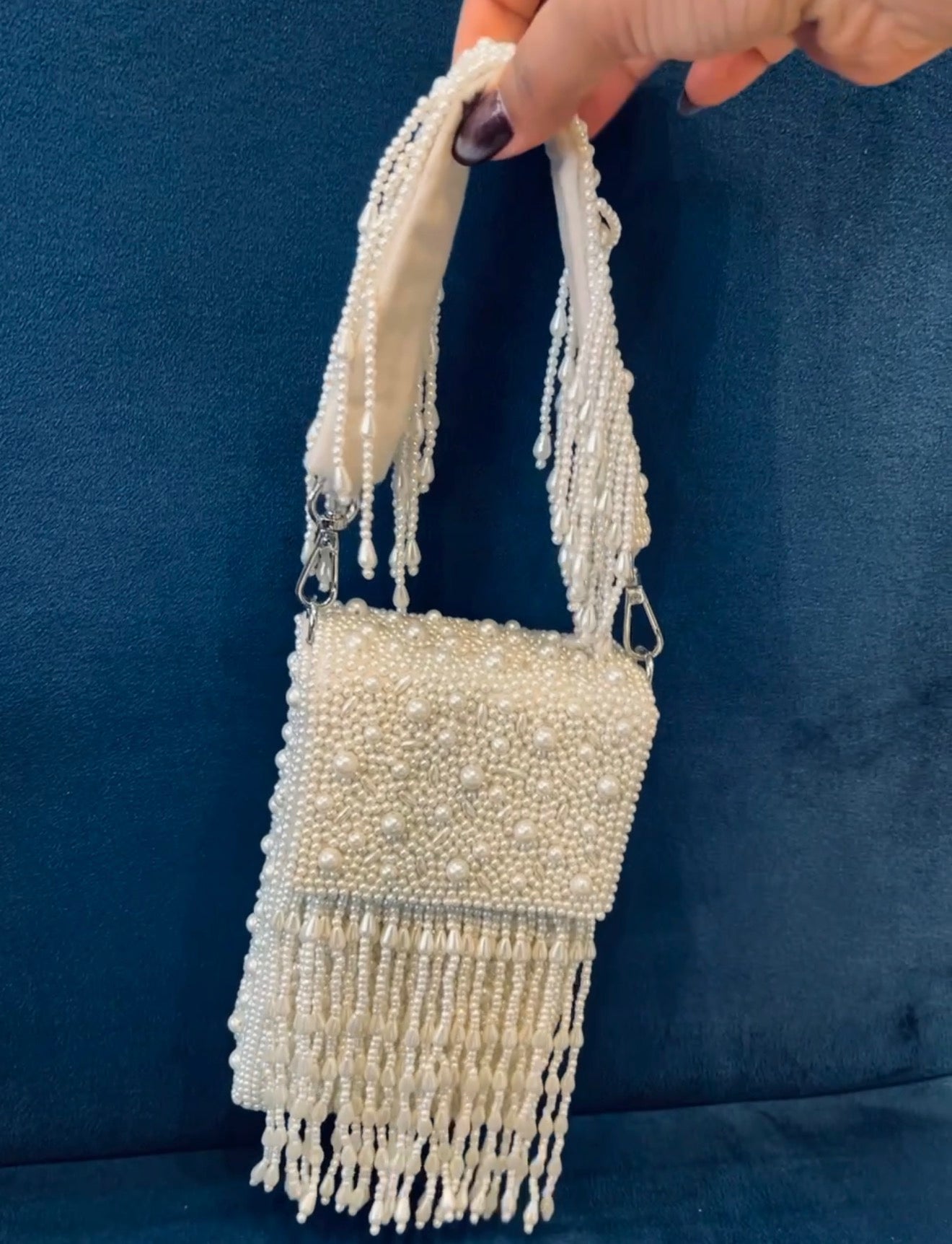 Noir Fringe Beaded Evening Bag
